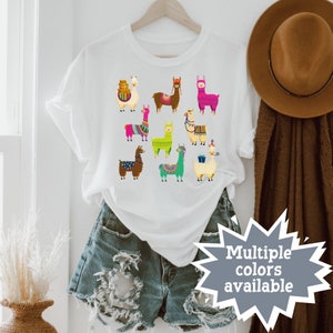 Llama Shirt Llama Gifts Alpaca shirts Animal Lover Cute Trendy Summer retro graphic shirt No prob llama Cute mama llama Clothing