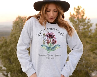 Salem Apothecary Sweatshirt Fall Apparel Cute Halloween Witchy Sweater Salem Witch Womens Trendy Sweatshirts Fall Clothing