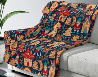 Christmas blanket Nordic Christmas decor Scandinavian throw blanket gift Christmas Gnomes blanket Home Decor gifts for family