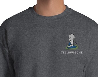 Yellowstone Embroidered SweatShirt National Park Gifts Vacation shirt Embroidery Camping Hiking Pullover Camp Nature Lover Shirt Gift