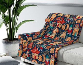 Hygge Blanket Nordic Folk Art Hygge Christmas Home Decor Scandinavian Polish Swedish Throw Sherpa Fleece Blanket Scandi gifts Hygge gift