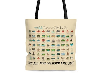 Tote bags for women 63 National Parks Tote Bag National Park tracker Gift memorabilia Camping Market Tote Hiker Biker Camper Gift for her