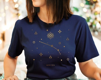 Aries Shirt Aries Gift Aries Gold Zodiac Sign tee Zodiac Shirt Aries Astrology Aries Horoscope Constellation Shirt Aries Birthday Shirt
