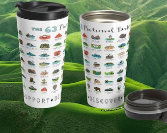 National parks Travel Mug US National park gift unbreakable coffee thermos yellowstone yosemite zion grand canyon outdoor adventure gifts
