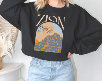Zion Sweatshirt Zion National Park Crewneck Sweatshirt Camp Camping Crewneck Sweatshirt Gifts Hiker Camper Outdoor Zion Gifts Granola Girl