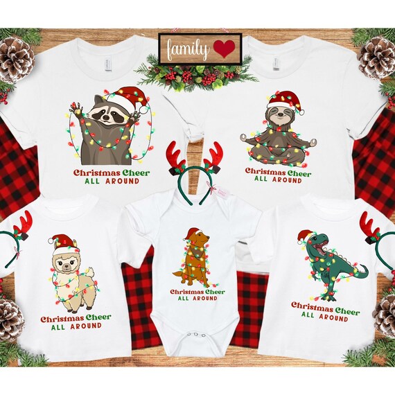 Funny Matching Christmas Pajamas Sloth Llama Trex Family Group Christmas Shirts Animal Christmas Shirts Toddler Sibling Etsy UK