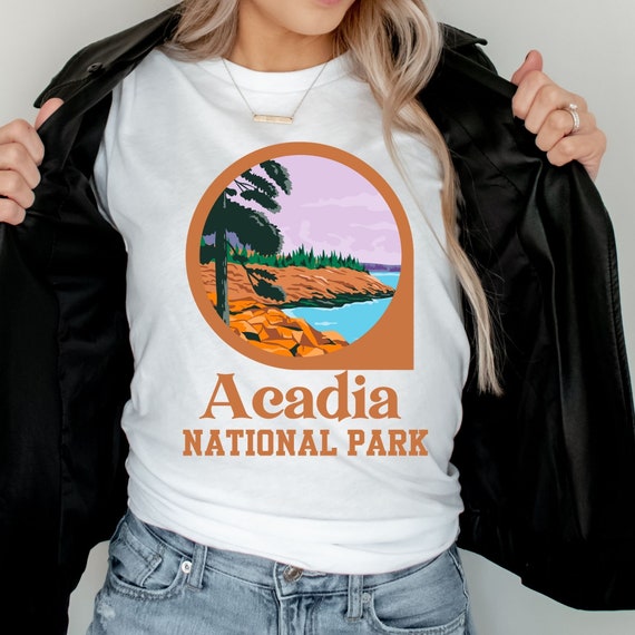 Retro Acadia National Park T-Shirt Distressed Hiking Tee Retro Acadia National Park T-Shirt Distressed Hiking Tee