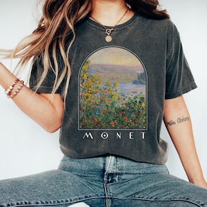 Monet Shirt Gifts Painting Collage Aesthetic Clothing Renaissance Shirts Dark Academia Art History Tee Artist Sunflower Starry Night