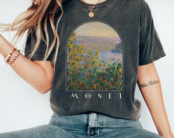 Monet Shirt Gifts Painting Collage Aesthetic Clothing Renaissance Shirts Dark Academia Art History Tee Artist Sunflower Starry Night