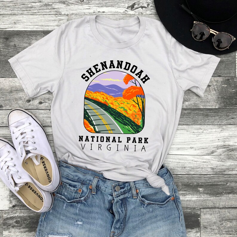 Shenandoah National Park shirt Virginia Camping Hiking T-Shirts US National Parks Nature Shirt Travel Explorer Traveler Shirts Gifts Silver