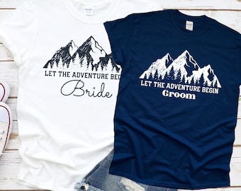 Matching Bride and Groom Shirts Gifts Wedding announcement Mr and Mrs Gifts for Newlyweds Elopement shirts Wedding day shirts Adventure