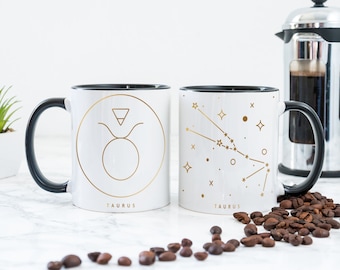 zodiac Taurus mug, zodiac mugs, zodiac gift, Taurus constellation mug, Taurus sign mug, birthday gift for Taurus, coworker gift, friend gift
