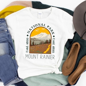 MOUNT RAINIER National Park Graphic Tee Shirt Retro PNW Washington Summer Camping Hiking Wanderlust Shirt Road trip Adventure Explore more