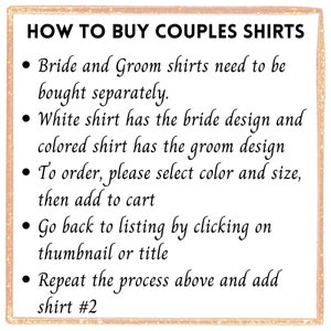 Matching Bride and Groom shirts Wedding announcement Mr and Mrs Newlyweds tshirts Bride Groom tees Elopement shirts Bridal Wedding shirts image 3