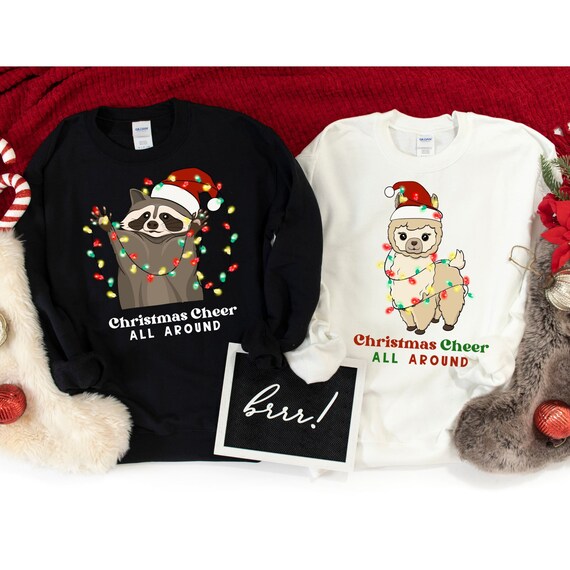 Matching Christmas Pajamas Family Funny Matching Christmas Sweatshirts Sweaters Llama Raccoon Sloth Group Matching Christmas Pajamas Couple Etsy Canada
