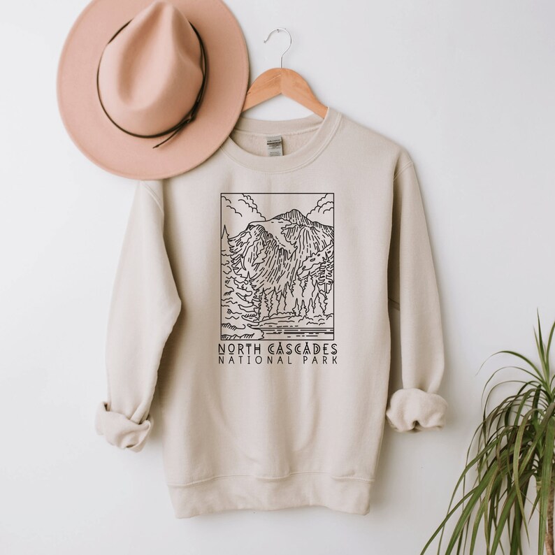 North Cascades National Park Sweatshirt Crewneck Camp Apparel PNW Washington Sweater Pullover Camp Camper Hiker Shirt Gift For Her Him image 6