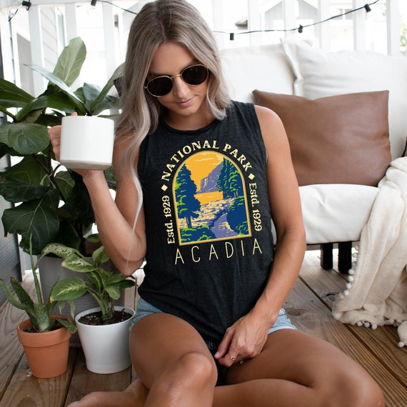 Nature Tank Top Acadia National Park Flowy Muscle Tank Yoga Workout Tank Top Summer Top Camping Hiking Tanks for Women Outdoor Tees Etsy