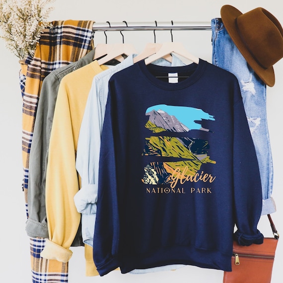 Glacier National Park Sweatshirt Crewneck Glacier Vintage WPA Retro Pullover  Montana Vacation Crewneck Road Trip Shirt Hiking Gift for Her - Etsy