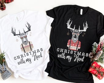Hunting Camping Group Family Matching Shirts Christmas Deer Shirts Cabin Christmas with my Herd Funny Christmas tees Vet Life Animal Lover