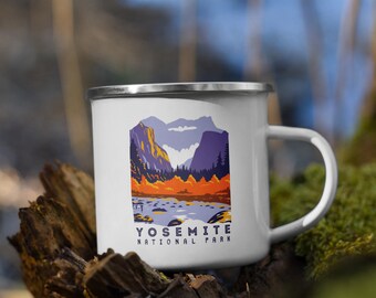 Yosemite National Park Mug Yosemite Gifts Enamel Camping Mug Campfire Camp coffee Mug enamelware Camper Hiking outdoor adventure gift