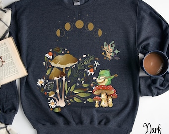 Frog Goblincore Sweater Cottagecore Sweatshirt Fairycore clothing Mushroom shirt Grunge Dark cottage core Sweater Girlfriend Gifts for her