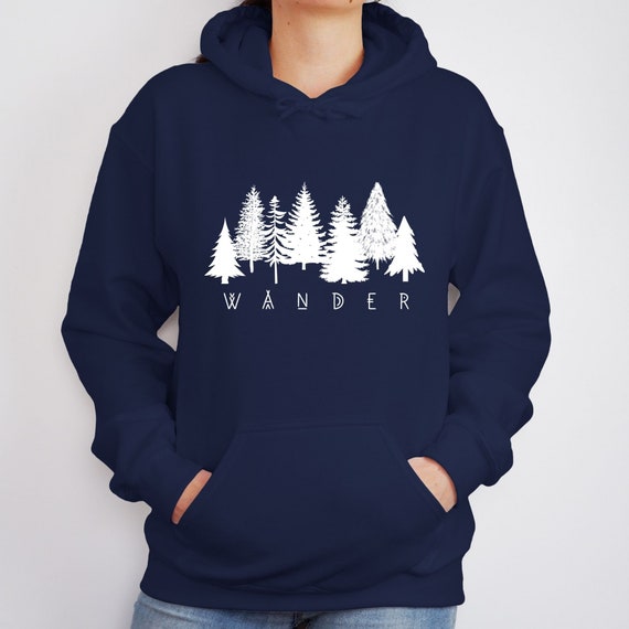 Wander Pine Tree Hoodie Nature Sweatshirt Adventure Hiking Sweater Forest Outdoor PNW Hoodie Camping Outfit Glamping Backpacking Explore