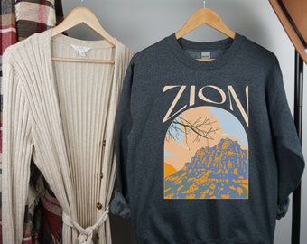 Zion Sweatshirt Zion National Park Crewneck Sweatshirt Camp Camping Crewneck Sweatshirt Gifts Hiker Camper Outdoor Zion Gifts Granola Girl