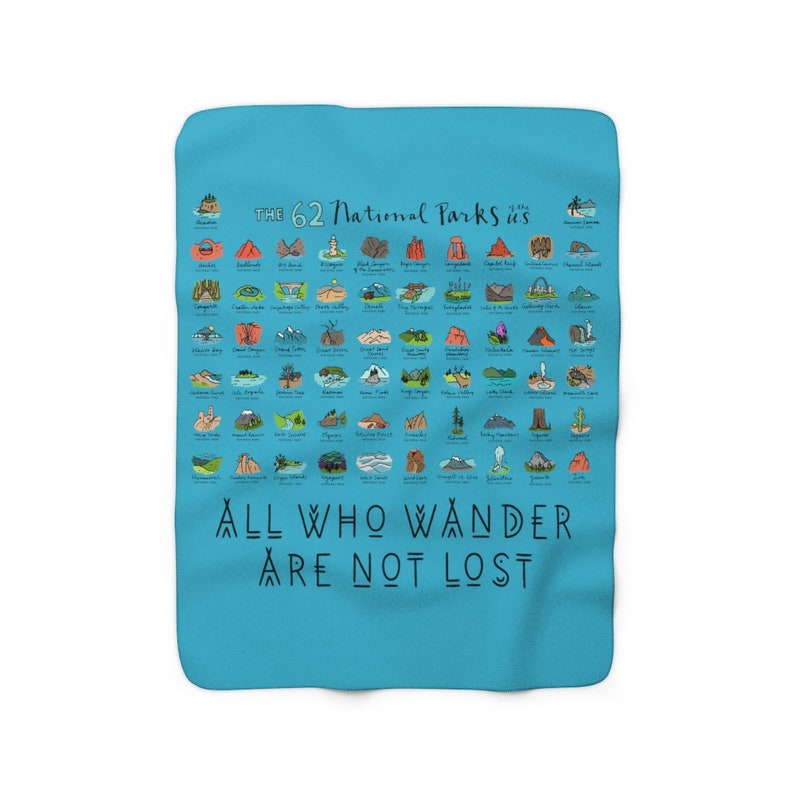 National parks Sherpa Fleece Blanket Travel enthusiast gift