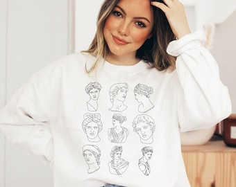 Light Academia Clothing Dark academia outfit  Greek Goddess Statue Crewneck Sweatshirt Casual academia Retro Statue sweater Gift