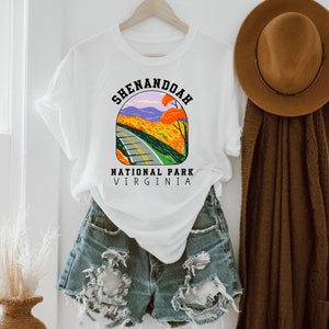 Shenandoah National Park shirt Virginia Camping Hiking T-Shirts US National Parks Nature Shirt Travel Explorer Traveler Shirts Gifts White