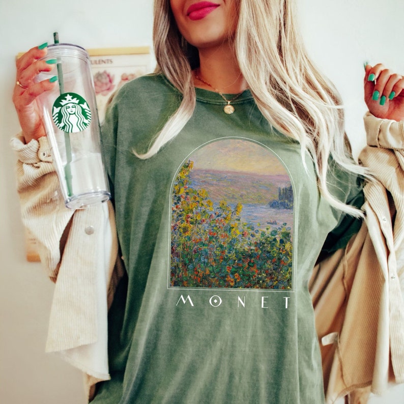 Monet Shirt Gifts Painting Collage Aesthetic Clothing Renaissance Shirts Dark Academia Art History Tee Artist Sunflower Starry Night 