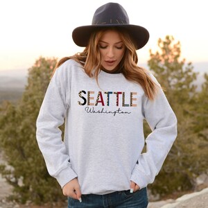 Seattle Sweatshirt, Retro Seattle Shirt, Seattle Washington Sweatshirt, City Name Shirt, Seattle Shirts Womens Seattle Crewneck Leopard Boho