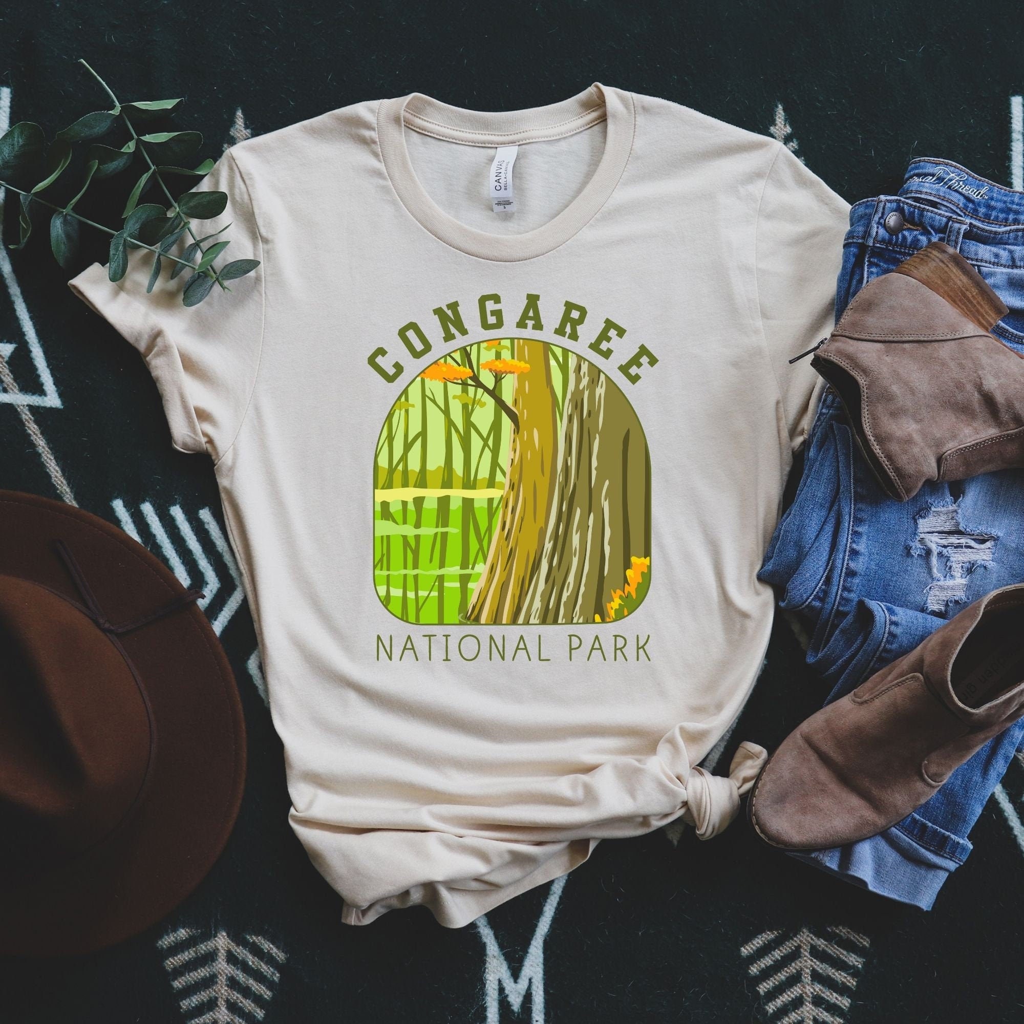 Congaree National Park shirt gifts South Carolina National Parks apparel shirts Congaree WPA Retro Vintage Camping Hiking Gift for her Congaree National Park shirt gifts South Carolina National Parks apparel shirts Congaree WPA Retro Vintage Camping Hiking Gift for her