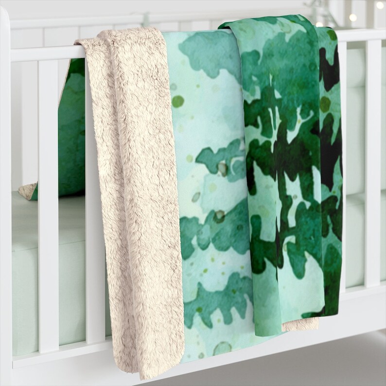 Green Forest Sherpa Fleece Blanket Wilderness Trees Throw Etsy UK