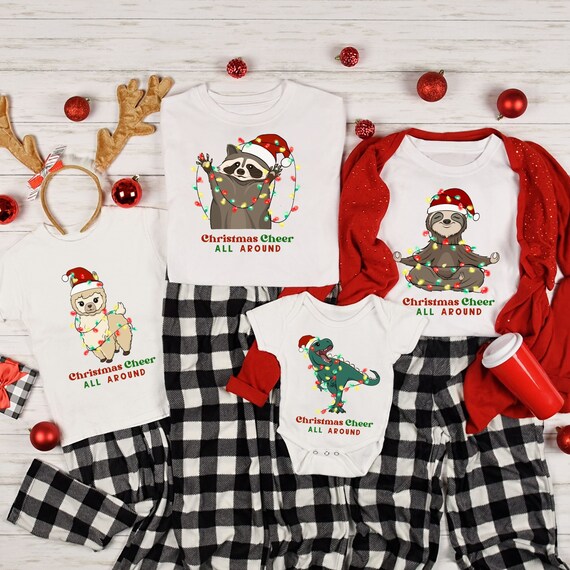Family Group Christmas Shirt Llama Trex Animal Christmas Shirts matching Christmas Outfits Shirts Funny Matching Christmas Party Tees Etsy Canada