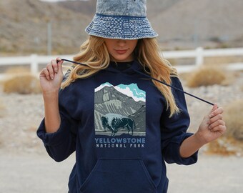 Yellowstone National Park Hoodie Vintage Camping Graphic Hoody National Parks Gifts Traveler Camper Hiker Adventurer Shirts Wanderlust Gift