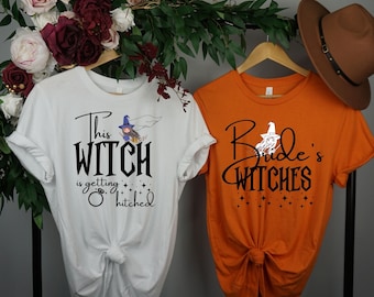 Halloween bachelorette shirts Witch getting hitched Brides Witches Bridesmaid shirt FALL Bridal Shower Witchy Bridal Coven Witch crew