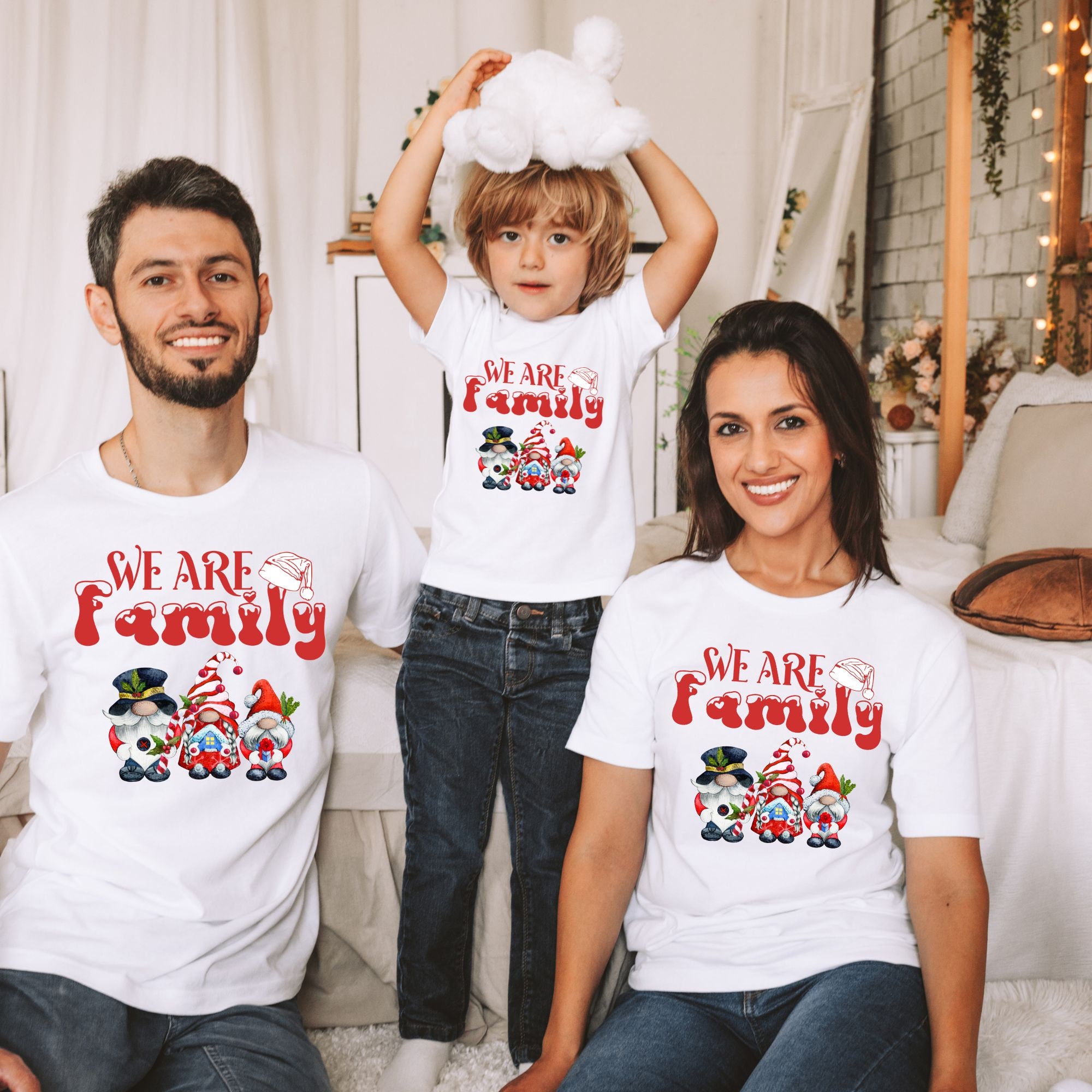 We are Family Matching Christmas Pajamas Family Christmas Shirts Christmas Gnomes Custom Matching Xmas Group Tees Christmas Party Shirt