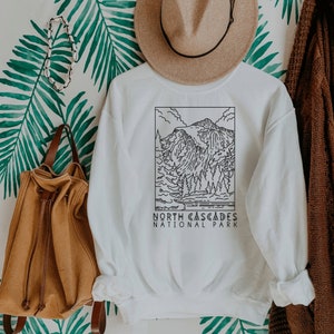 North Cascades National Park Sweatshirt Crewneck Camp Apparel PNW Washington Sweater Pullover Camp Camper Hiker Shirt Gift For Her Him image 4