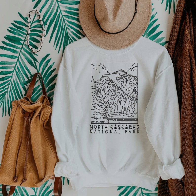 North Cascades National Park Sweatshirt Crewneck Camp Apparel PNW Washington Sweater Pullover Camp Camper Hiker Shirt Gift For Her Him image 4
