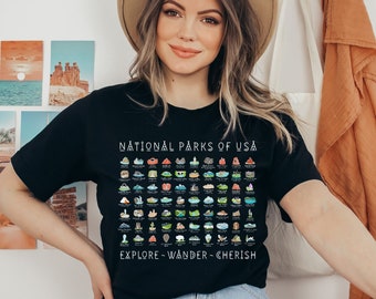 National Parks Shirt Gift US National Parks Graphic Tee Park Icons Shirt Traveler Explorer Gifts Nature Lover Shirt Camping Hiking Shirt