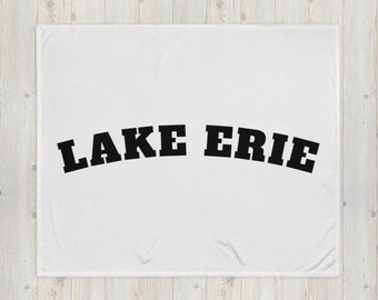 Lake Erie Block Black White Throw Blanket