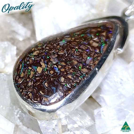 Matrix Boulder Opal & 925 Sterling Silver Double-sided Pendant - Etsy