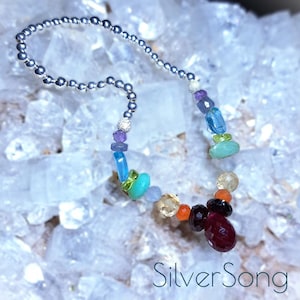 Bracciale in argento sterling e pietre preziose e semipreziose