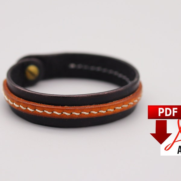 Leather bracelet PDF file / Digital downloadable pattern / Leather template / Small, Medium, Large