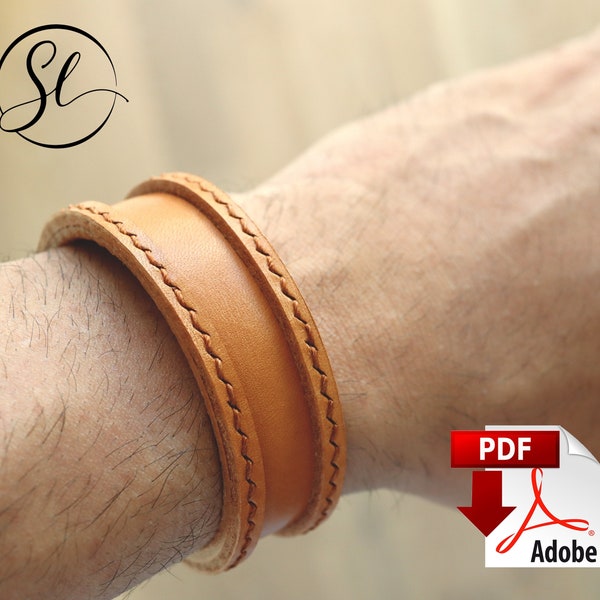 Leather bracelet PDF file / Wristband leather pattern / Leather template / Four different sizes (small, medium, large, x-large)