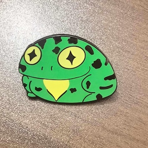 Cute Green Frog Hard Enamel Pin- 1.5” across - Frog Lover Collector Gift - Limited Edition 50 pins - Toad Animal Frog Lapel Pin