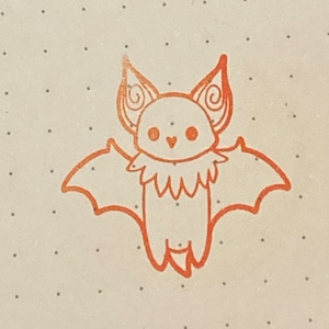 Clearance** Pre-inked cute bat Halloween stamp- orange ink- cute stationery gift- spoopy- spooky festive Samhain fall autumn gift original