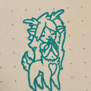 Clearance** Pre-inked cute centaur girl stamp- sea foam green ink- cute stationery gift- fantasy- mythology creature cute deer lady original