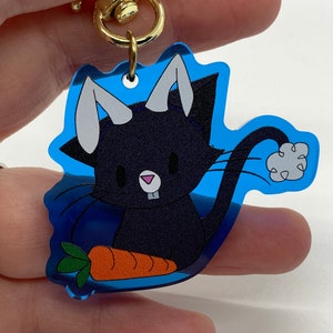 Simpatico costume portachiavi coniglietto coniglio gatto - acrilico colorato blu fronte-retro - stella attaccata - cosplay di Halloween carota morbida Pasqua - coniglio
